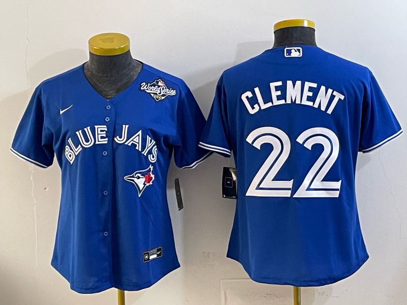 Women 2025 Nike Toronto Blue Jays #22 Clement Blue Game MLB Jersey 03